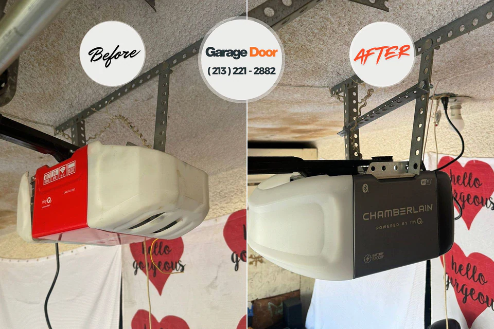 Before and after: garage door repair Eastmont, WA